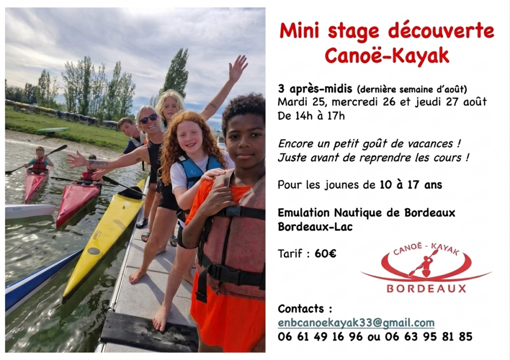 stage canoe kayak bordeaux été lac